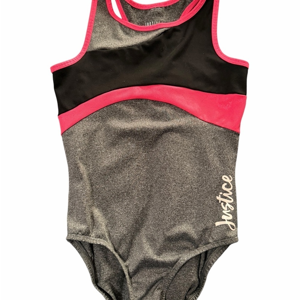 2 Justice Girls' sz. 8 Gymnastics Leotards dance play Hot pink & blue shimmer - Picture 4 of 6